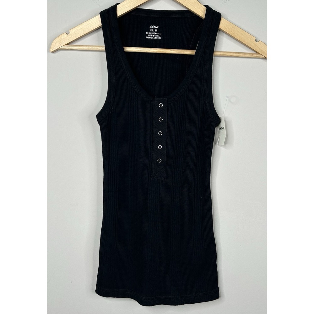 Aerie Black Ribbed Tank Top